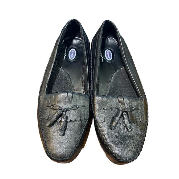 Dr Scholl's Black Leather Loafers Sz 10W - Picture 2 of 9